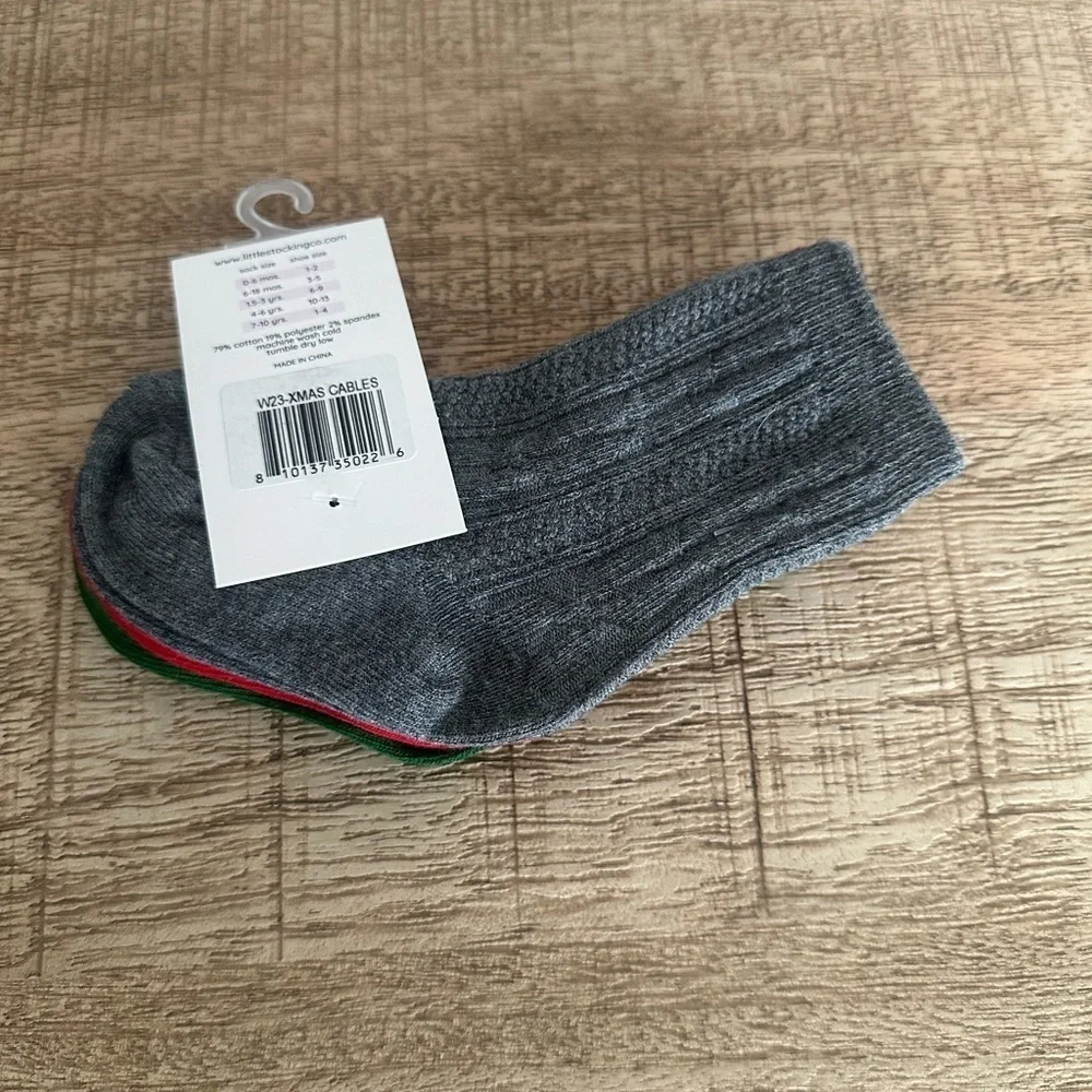 Little Stocking Co. Christmas Cable Knit Knee High Socks | Size 0–6 Months | NWT